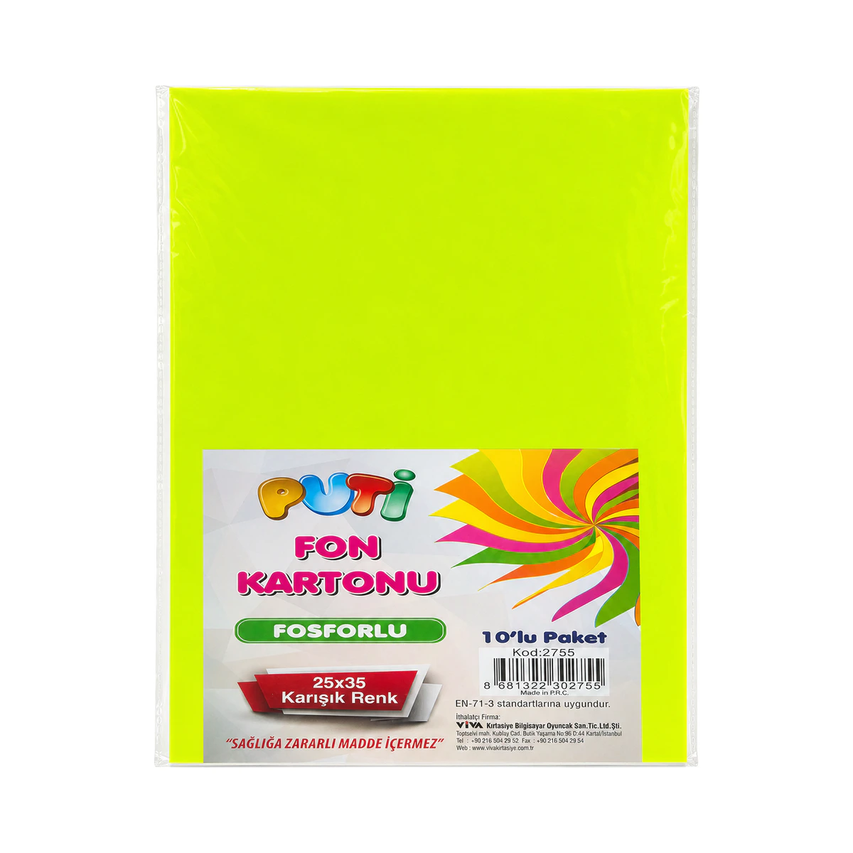 Puti Fon Kartonu 25X35 CM 10'LU Karışık Renk