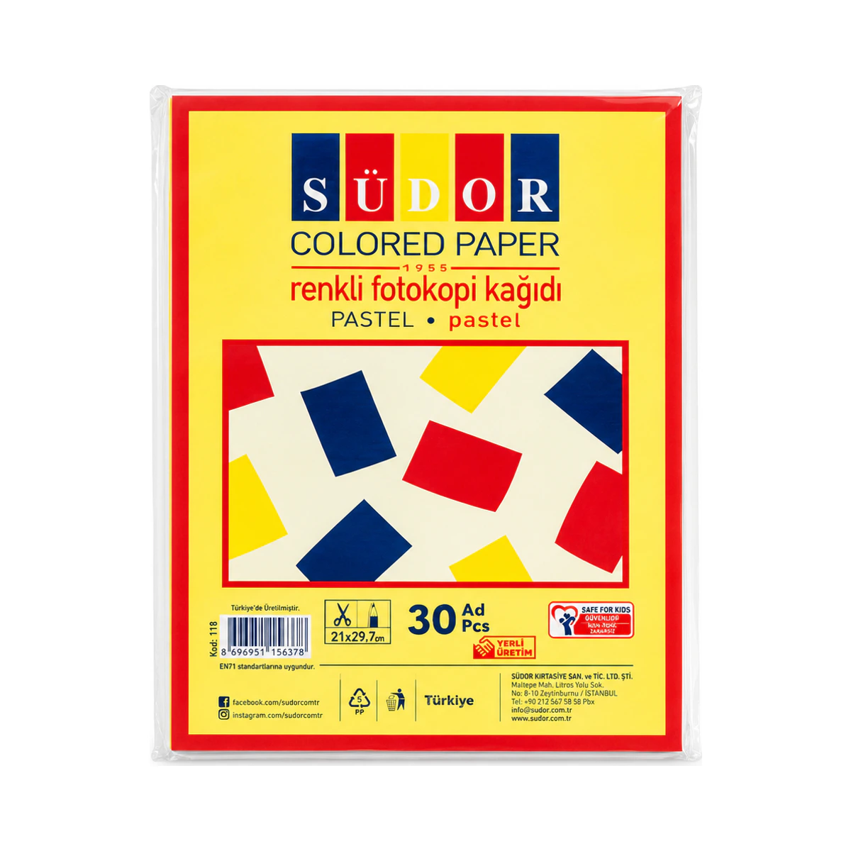 Südor Renkli Fotokopi Kağıdı 30 lu Pastel Renk