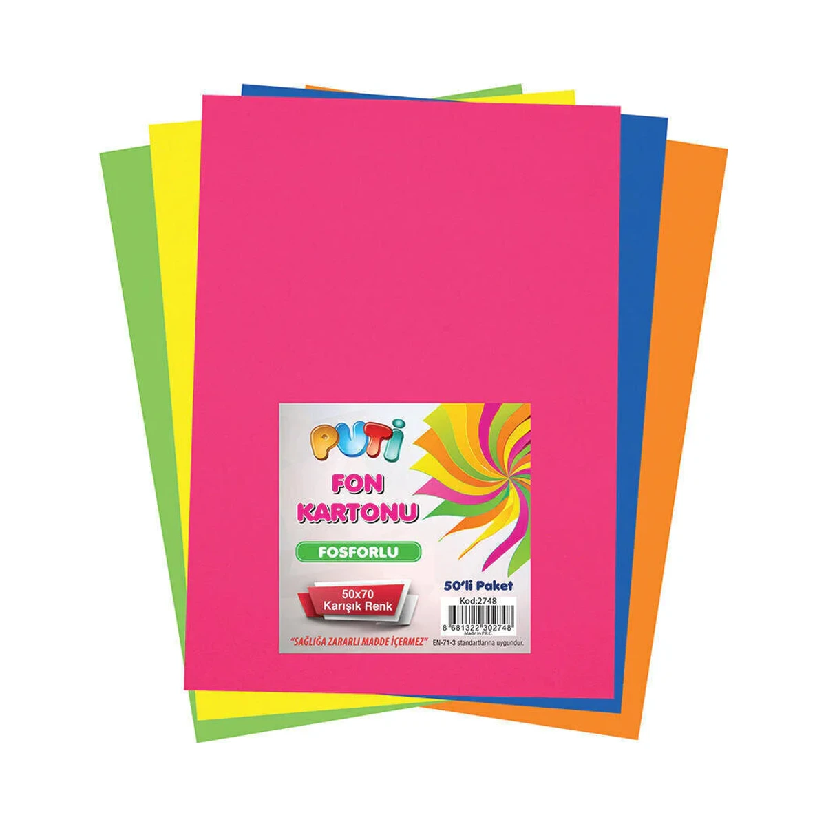 Südor Puti Fosforlu Fon Kartonu 25X35 CM 10'LU 6 Karışık Renk